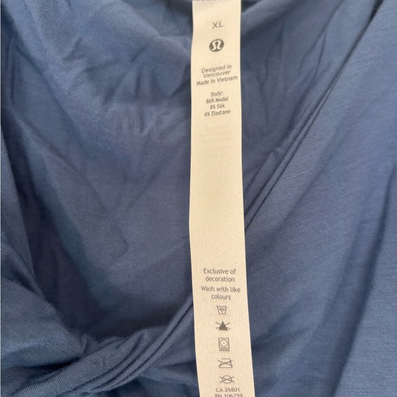 Lululemon Modal-Silk Blend V-Neck Long-Sleeve Pitch Blue XL - Picture 5 of 5